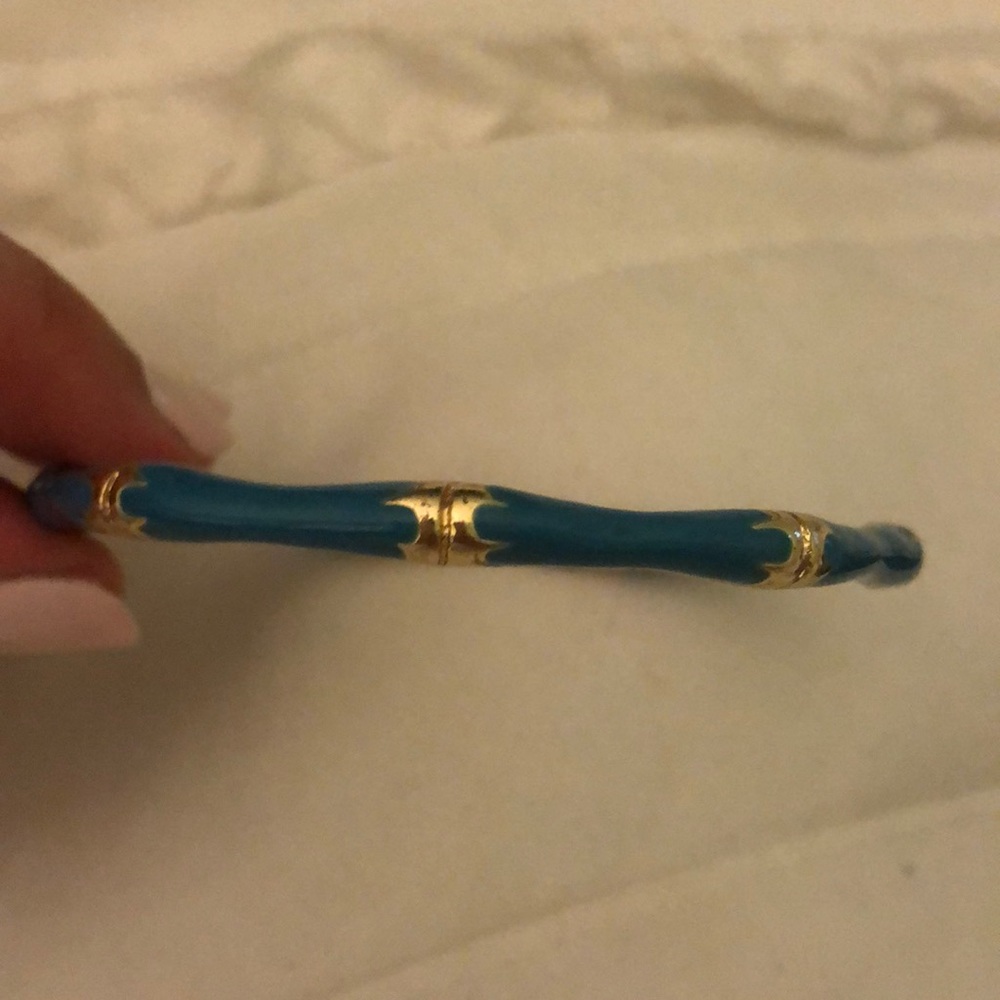 Gold-Accent Blue Enamel Women's Bracelet